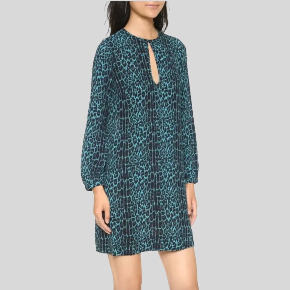 Zimmermann Teal & Black Animal Print Keyhole Dress – Size 0
